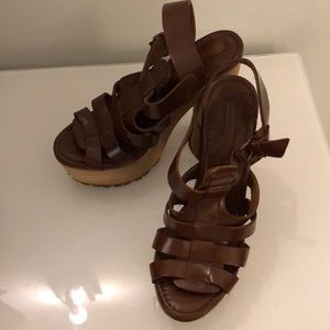Used Zara Leather & Wood Platforms